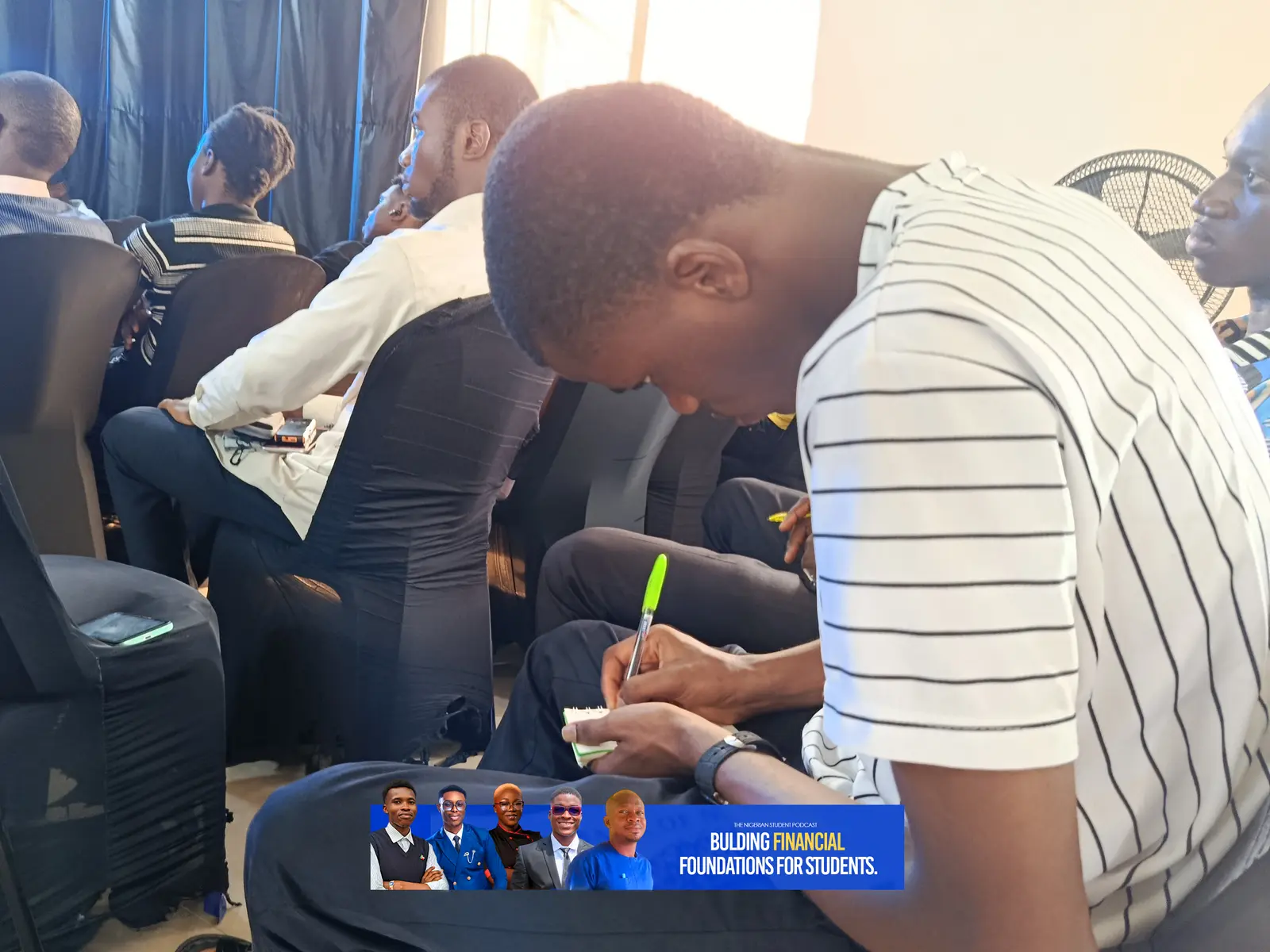 A student takes notes